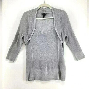 L WHBM White House Black Market Women Silver Sweater Party A92